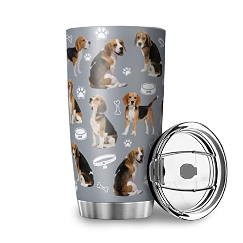 Beagle Dog Tumbler Edelstahl Reisebecher Vakuumisoliert mit Deckel Thermobecher Beagle 590 ml von Greenieey