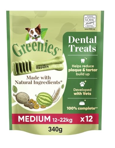 Greenies Dental Treats Original Medium – Zahnpflegesnacks für mittelgroße Hunde von 12-22 kg – Hundeleckerli zur täglichen Zahnreinigung – 1 x 340 g von Greenies