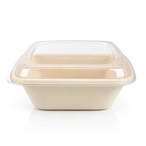 Greenkaufen 50 stück 1L Bagasse Eckig Schalen mit Deckel Biologisch abbaubare To-Go Boxen – Auslaufsicher & Mikrowellengeeignet – Einwegverpackung für Catering, Takeaway & Foodtruck Greenkaufen 50 stück 1L Bagasse Eckig Schalen mit Deckel Biologisch abbaubare To-Go Boxen – Auslaufsicher & Mikrowellengeeignet – Einwegverpackung für Catering, Takeaway & Foodtruck von Greenkaufen