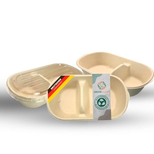 Greenkaufen 500 Stück 2-geteilte Bagasse Schalen 850 ml mit PET-Deckel – Kompostierbare Bio To-Go Schalen – Auslaufsicher, fettresistent, mikrowellengeeignet – Für Gastronomie, Catering & Großbedarf Greenkaufen 500 Stück 2-geteilte Bagasse Schalen 850 ml mit PET-Deckel – Kompostierbare Bio To-Go Schalen – Auslaufsicher, fettresistent, mikrowellengeeignet – Für Gastronomie, Catering & Großbedarf von Greenkaufen
