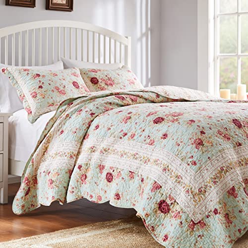 Greenland Home Antique Rose Bettwäsche-Set aus 100% Baumwolle, Twin/Twin XL (2-teilig), Blau von Greenland Home Fashions