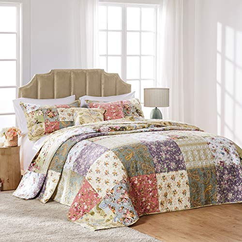 Greenland Home Blooming Prairie Full 3-teiliges Tagesdecke Set, Baumwolle, Mehrfarbig, Queen von Greenland Home Fashions
