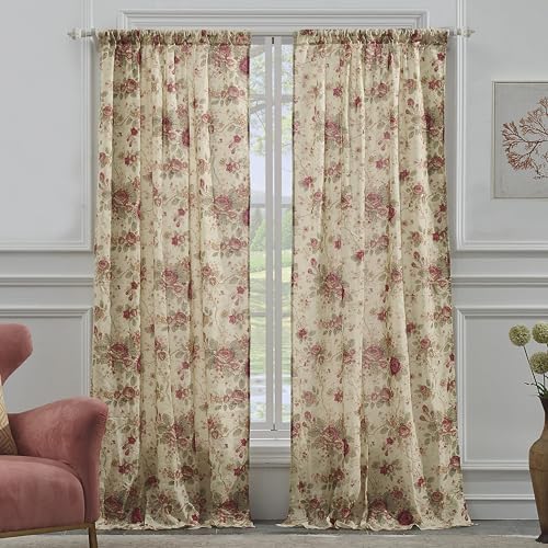 Greenland Home Fashions Antique Vorhang, 100% Baumwolle, Antik-Rose, 1 Paar, Natur, W 42" x L 84" (2 Panels), 2 von Greenland Home Fashions