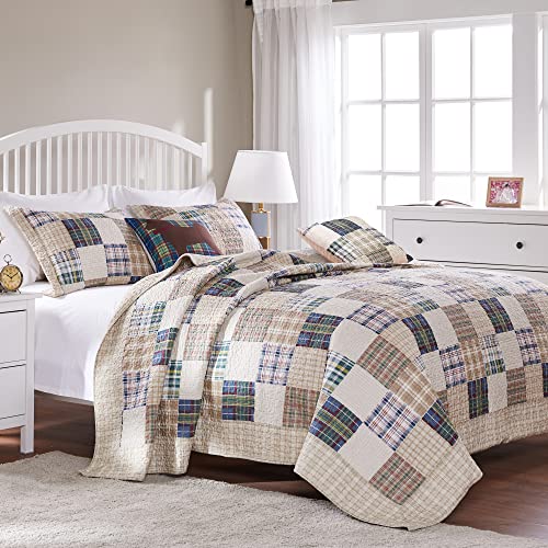 Greenland Home Oxford Steppdecke und dekoratives Kissen-Set, 100% Baumwolle, 4-teilig, Doppelbett/XL, Mehrfarbig von Greenland Home