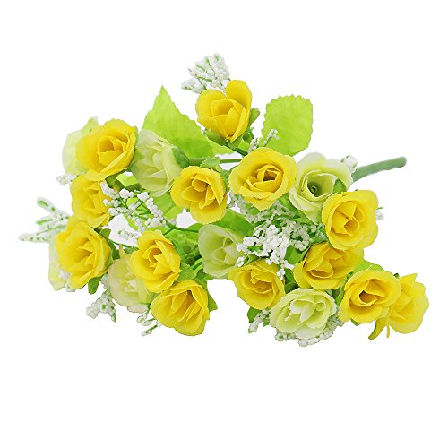 1 Bouquet 21 Head Künstliche Fake Rose Hochzeit Party Home Dekoration Blume, gelb, Einheitsgröße von Greenlans