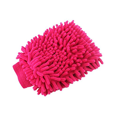 Auto-Waschhandschuh, Mikrofaser, Chenille, verkratzt Lack nicht, fusselfrei, ultra weich, kann feucht oder trocken verwendet werden, 1 Stück, rose, 25x17cm von Greenlans