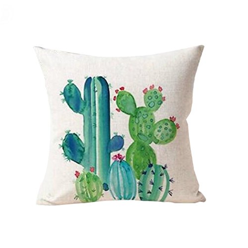 Kopfkissenbezug / Kissenhülle mit Kaktus-Motiv, Sukkulente, Leinen, für Sofa und Zuhause, Leinen, 2#, Einheitsgröße von Greenlans