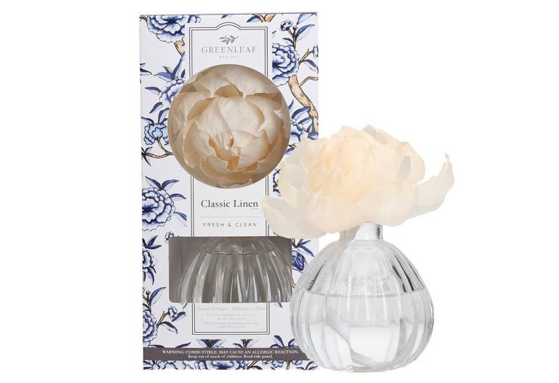 Greenleaf Raumduft Classic Linen 236 ml (1-St), Diffuser mit Docht und Blume als Duftträger von Greenleaf