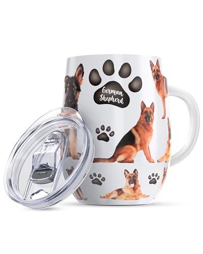 Greenline Goods Deutscher Schäferhund Isolierbecher mit Deckel - Edelstahlbecher für heiße & kalte Getränke, elegantes Kaffeebecher Design - Isolierbecher mit Deckel von Greenline Goods