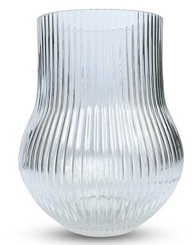 Greenline Goods Gerippte Blumenvase mit abgerundetem Boden - Klare mundgeblasene Glasvasen für Blumen, geriffeltes & geripptes Design - Elegante gerippte Vase für Blumen, Premium Klarglasvase zur Greenline Goods Gerippte Blumenvase mit abgerundetem Boden - Klare mundgeblasene Glasvasen für Blumen, geriffeltes & geripptes Design - Elegante gerippte Vase für Blumen, Premium Klarglasvase zur von Greenline Goods