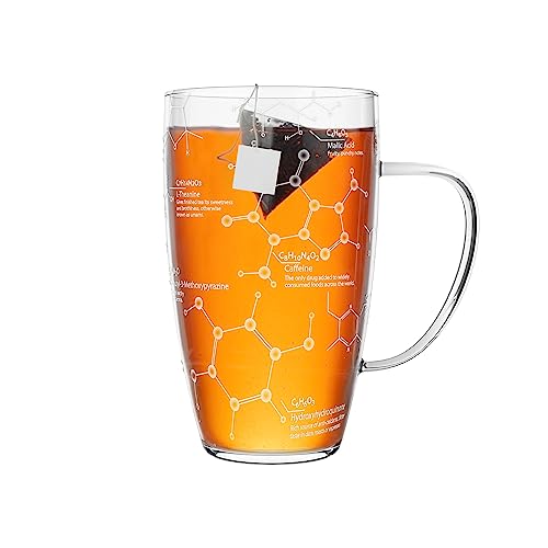 Greenline Goods Teetassen aus Glas, Chemie-Glas, 530 ml, Becher "Science of Tea" (1 Stück) – geätzt mit Tee-Chemie-Molekülen – perfekt für Koffeinliebhaber, Lehrer, Ingenieure und mehr von Greenline Goods