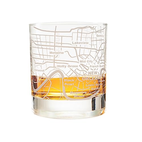 Greenline Goods Whiskey-Gläser – 284 ml Tumbler für New Orleans Liebhaber (Einzelglas) | geätzt mit New Orleans Karte | Old Fashioned Rocks Glas von Greenline Goods