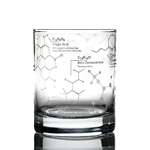 Greenline Goods Whiskygläser - 10 oz Tumbler - Wissenschaft des Whiskyglases (Einzelglas), geätzt mit Whiskychemie-Molekülen | Altmodisches Felsenglas von Greenline Goods