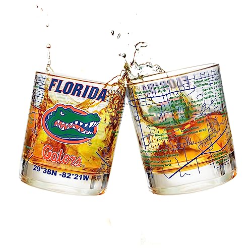 Whiskey-Gläser-Set der University of Florida (2 niedrige Kugelgläser), Florida Gators Geschenk-Idee für College-Absolventen & Alumni, College-Cocktail-Gläser von Greenline Goods