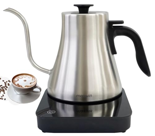 Elektrischer Schwanenhals Wasserkocher Kaffee- und Teekanne,Edelstahl Temperaturregelung Wasserkocher,Schnellheizung Variable Temperatur Wasserkocher,1 Liter Wasserkessel,360°Basis von Greenmigo