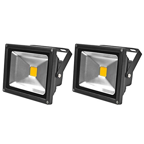 Greenmigo 2x 20W LED Fluter Strahler Gartenlampe Kaltweiß Kaltweiss Licht mit Schwarz Aluminium Gehäuse Wasserdicht IP65 85-265V von Greenmigo