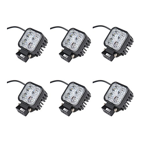 Greenmigo 6x 12W Led Scheinwerfer Offroad Lampe Flood Arbeitsscheinwerfer LED Arbeitslicht 12V 24V Zusatzscheinwerfer Rückfahrscheinwerfer für Traktor Bagger SUV - 60 Grad Wasserdicht IP67 1100LM von Greenmigo