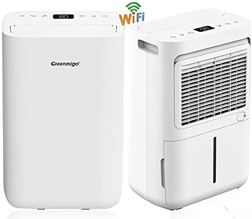 Greenmigo Alpha Serie Luftentfeuchter 13L/Tag(ALPHA-Q13 Pro WiFi),Raumentfeuchter Entfeuchter geeignet für Räume 20m² bis 50m²,für Raum Keller Wohnung Garage Wohnwagen Weiß von Greenmigo