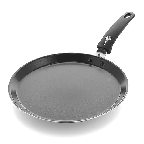 GreenPan Essentials Gesunde Keramische Antihaft-Pfannkuchenpfanne 28 cm, Crêpe-Pfanne, PFAS-frei, Induktion, Backofen- und Bratensicherheit bis 160°C, Spülmaschinenfest, Schwarz von GreenPan