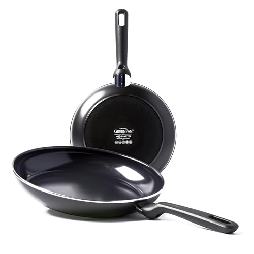 GreenPan Memphis Bratpfannen-Set (24 cm und 28 cm), gesunde keramische Antihaftbeschichtung, PFAS-frei, induktionsgeeignet, spülmaschinengeeignet, backofenfest, Schwarz von GreenPan