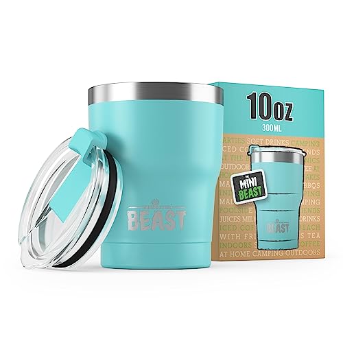 Beast Thermobecher 300 ml (10 oz) - Aquamarinblau I Mehrweg Thermo Kaffeebecher To Go I Doppelwandiger Trinkbecher aus Edelstahl I Perfekt für Kaffee oder Eiskaffee von Greens Steel