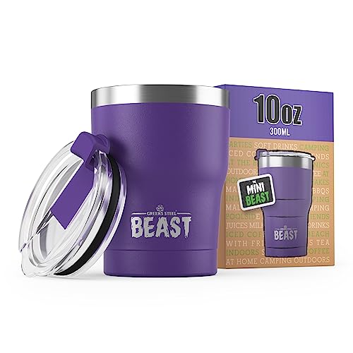 Beast Thermobecher 300 ml (10 oz) - Dunkellila I Mehrweg Thermo Kaffeebecher To Go I Doppelwandiger Trinkbecher aus Edelstahl I Perfekt für Kaffee oder Eiskaffee von Greens Steel