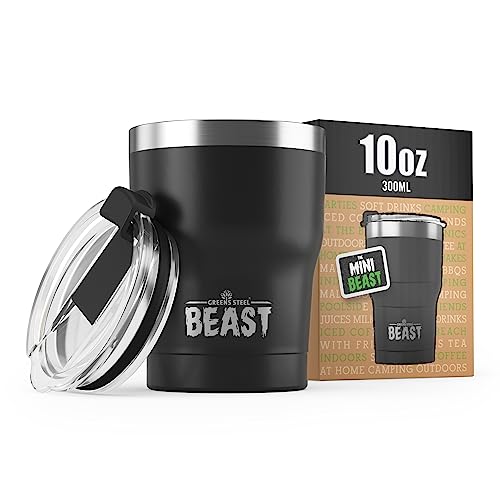 Beast Thermobecher 300 ml (10 oz) - Matt-schwarz I Mehrweg Thermo Kaffeebecher To Go I Doppelwandiger Trinkbecher aus Edelstahl I Perfekt für Kaffee oder Eiskaffee von Greens Steel