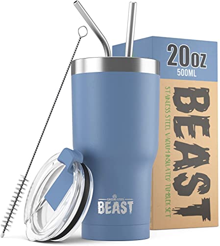 Beast Thermobecher 550 ml - Stürmischer Himmel I Mehrweg Thermo Kaffeebecher To Go mit 2 Strohhalmen & Reinigungsbürste I Doppelwandiger Trinkbecher aus Edelstahl I Perfekt für Kaffee oder Eiskaffee von Greens Steel