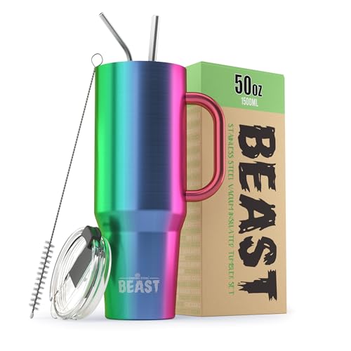 Beast Thermobecher aus Edelstahl, vakuumisoliert, doppelwandig, Reiseflasche, 1,5 l, Regenbogenfarben Beast Thermobecher aus Edelstahl, vakuumisoliert, doppelwandig, Reiseflasche, 1,5 l, Regenbogenfarben von Greens Steel