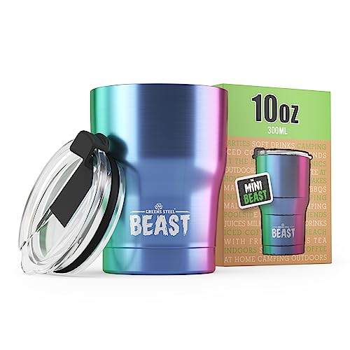 Greens Steel Beast Thermobecher 300 ml (10 oz) - Regenbogen I Mehrweg Thermo Kaffeebecher to Go I Doppelwandiger Trinkbecher aus Edelstahl I Perfekt für Kaffee oder Eiskaffee von Greens Steel