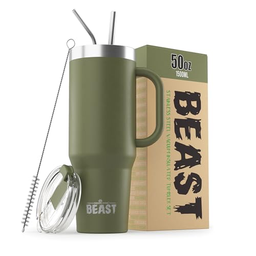 Greens Steel Edelstahl Vakuumisolierter Doppelwandiger Reisebecher, 1,5 l, Armeegrün Greens Steel Edelstahl Vakuumisolierter Doppelwandiger Reisebecher, 1,5 l, Armeegrün von Greens Steel