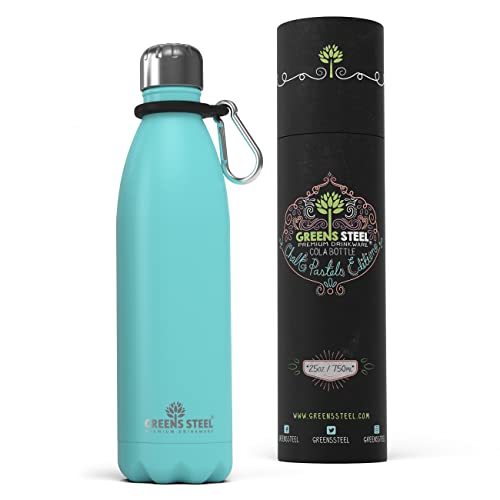 Greens Steel Edelstahl Trinkflasche - 750 ml Marineblau I Doppelwandige vakuumisolierte Wasserflasche I Mit Karabiner & Geschenkbox I Wiederverwendbar & auslaufsicher für Erwachsene & Kinder, BPA frei von Greens Steel