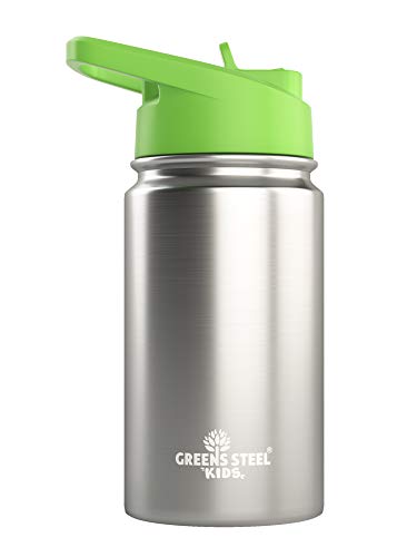 Kinder Thermosflasche 350ml - Silber I Auslaufsicher mit Strohhalm & Griff I 12 kalt I Isoliert, doppelwandiger Edelstahl I Einfache Flasche für Kleinkinder I Kinder Trinkflasche I Umweltfreundlich Kinder Thermosflasche 350ml - Silber I Auslaufsicher mit Strohhalm & Griff I 12 kalt I Isoliert, doppelwandiger Edelstahl I Einfache Flasche für Kleinkinder I Kinder Trinkflasche I Umweltfreundlich von Greens Steel