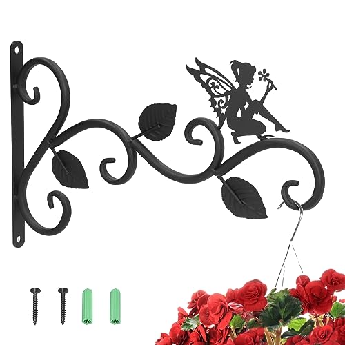 Hängende Pflanzenhalterung, Wandhalterung Blumenampel Halterung Haken für Blumenampel Blumenampelhalter Retro Gusseisen Wandhaken Aufhänger Halterung mit Schmetterlingsdesign 19x30.5cm von Greensen