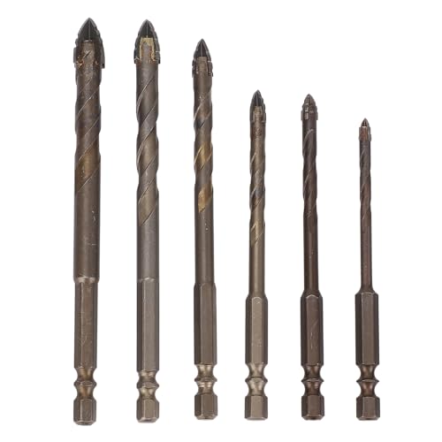 6pcs Excentric Bohrer Bit Gezackt Bit Set mit Vergaserspitzen für Betonmauerwerk Glasstein Keramik Holz Granitfliesen Steine ​​Plastik von Greensen