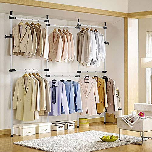 Begehbarer Kleiderschrank System, Teleskop Kleiderständer Kleiderstange Regal Teleskop Garderobe System Offen Teleskopstange Garderobensystem Kleiderstangen Kleiderständer DIY mit 6 Stangen von Greensen