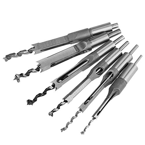 Bohrer Set, Vierkantbohrer Holz Set Vierkantlochbohrer Holzbearbeitungsstechbohrer Quadratische Lochbohrer 6 TLG Stemmbohrer Vierkant Lochbohrer Set Einsteckbohrmeißel Platz Loch Bohrer Stemmen von Greensen