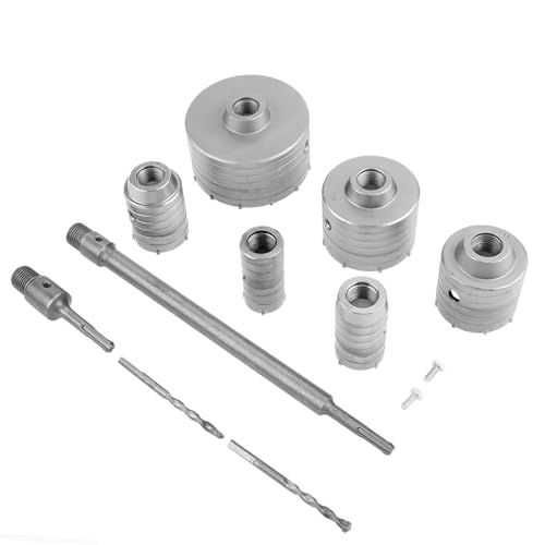 Bohrkronen Set Beton, Kernbohrer Bohrkronen-Set mit SDS Plus Lochsägen Bohrer für Steckdosen Durchmesser 35mm 40mm 50mm 65mm 82mm 110mm Lochsäge-Set SDS Kernbohrer Set von Greensen