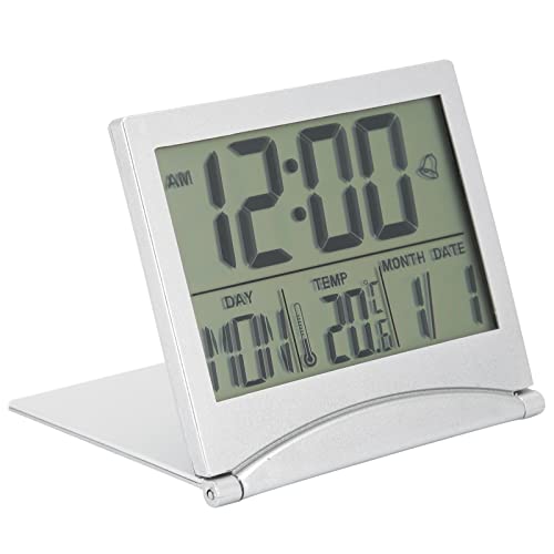 Digitaler Reisewecker, Tragbare Mini-LCD-Display-Uhr mit Kalender, Temperatur, Schlummerfunktion, Schreibtischuhr für Kinderzimmer von Greensen