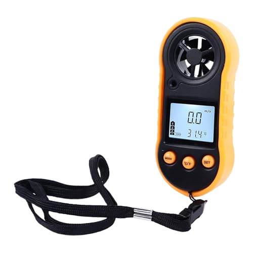 Digitales Anemometer Windgeschwindigkeitsmesser, Thermometer Handheld LCD-Hintergrundbeleuchtung mit 6-Blatt-Windrad für Outdoor Segeln Surfen Angeln von Greensen