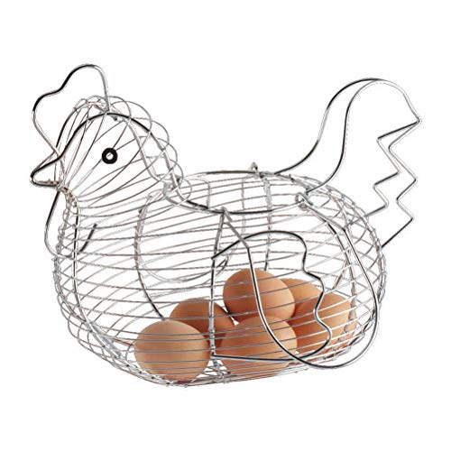 Eieraufbewahrungskorb Metall Eierkorb mit Hühnerförmigem Eierhalter, Multifunktionaler Küchenorganisator, Eierkorb für Aufbewahren von Eiern und Obst (Wie gezeigt) von Greensen