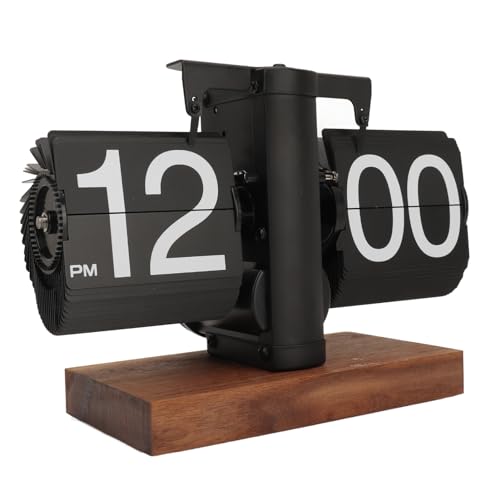 Flip Uhr Retro Digitale Wanduhr Batterie betrieben Tischuhr Große Zahlen Sichere Basis Kreative Flip Clock Desk Clock für Zuhause Büro Schule Hotel Café (Black) von Greensen