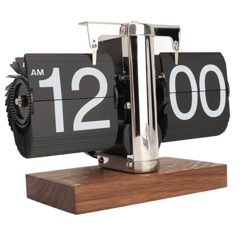 Flip Uhr Retro Digitale Wanduhr Batterie betrieben Tischuhr Große Zahlen Sichere Basis Kreative Flip Clock Desk Clock für Zuhause Büro Schule Hotel Café (Edelstahl schwarz) von Greensen