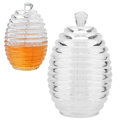 Glas Honigglas für 265ml, Honigtopf Honigdose Honigspender mit Rührstab für Honig zu Lagern und Abzugeben Transparentes Verdickt 9.3 x 14.3cm von Greensen