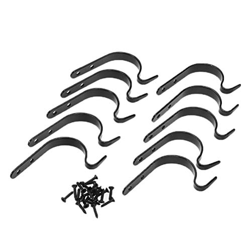 Greensen 10 Stück Eisen Wandhaken, Hängende Blumentopfhalter Pflanzenaufhänger für Laternen Windspiele Lichterketten Vogelhäuschen mit Robustem Eisenmaterial (BLACK) von Greensen
