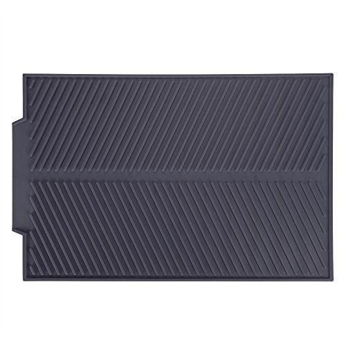 Greensen Abtropfmatte Silikon-Abtropfmatte Rechteckige Silikon-Abtropfmatte Abtropfmatte Hitzebeständige rutschfeste Tablett-Abtropfmatte, Abtropfmatten für die Küche, 39 X 25 cm(grau) von Greensen