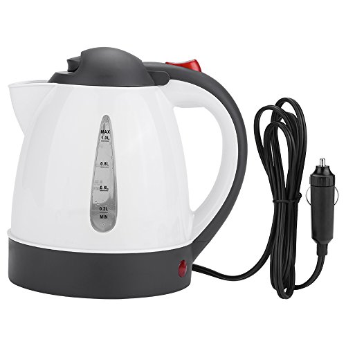 Greensen Auto Wasserkocher, Reisewasserkocher 1000ml Wasserkocher 24V für LKW Tragbarer Edelstahl Auto Wasserkocher Auto-Heizbecher Warmwasserbereiter für Heißwasser Kaffee Tee von Greensen