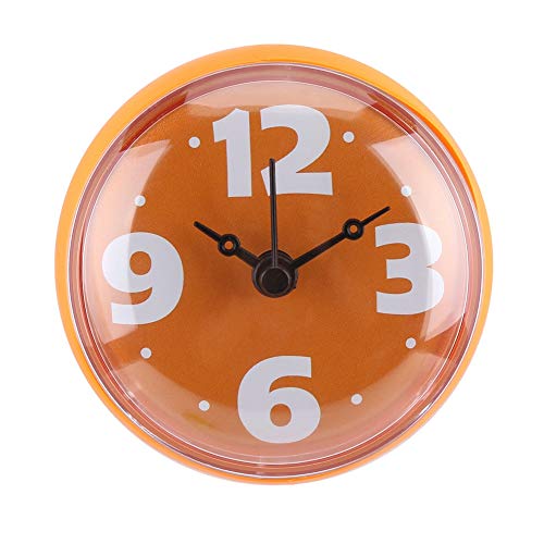 Greensen Badezimmer Dusche Wanduhr, Saugnapf Wanduhr, wasserdichte Saugwand, Fensterspiegel, Bad Dusche Uhr Zubehör für Dusche, Küche, Badezimmer(Orange) von Greensen