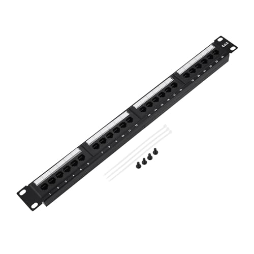 Greensen CAT6-Netzwerk-Patchpanel-Rack-Halter, Montierbarer Ethernet-Hub mit 24 Ports für Verkabelung, Kabel und Netzwerkmanagement von Greensen