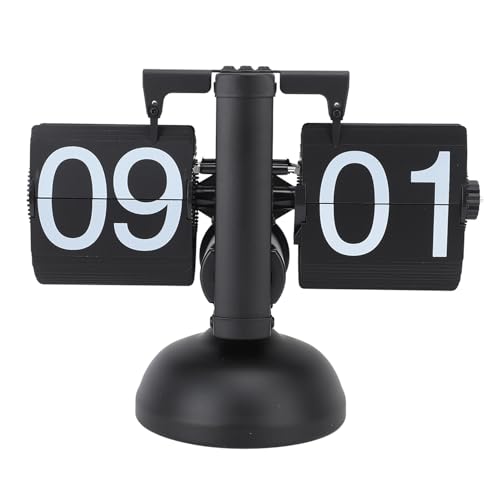 Greensen Flip Uhr Retro Digitale Wanduhr Batterie betrieben Klappuhr mit Sichere Basis Kreative Flip Clock Tischuhr 24H Kleine Schreibtischuhr für Zuhause Büro Dekoration (Alles schwarz) von Greensen